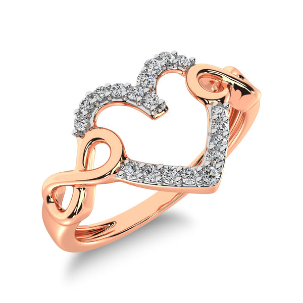 【関税込み】N-Dia Heart Ring 1, Rose/Gold Plated Diamond Heart Ring 14K Rose Gold (0.26ct) - AZ22189