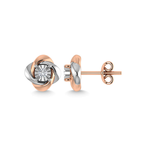 Diamond 1/6 Ct.Tw. Stud Earrings in 10K Two Tone – Solid Diamond 1/6 Ct.Tw. Stud Earrings in 10K Two Tone – Solid