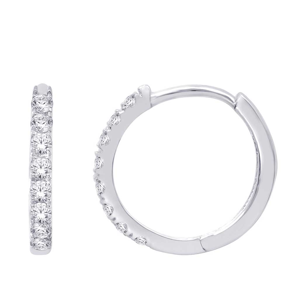 10K White Gold 1/3 Ct.Wt. Diamond Hoop Earrings