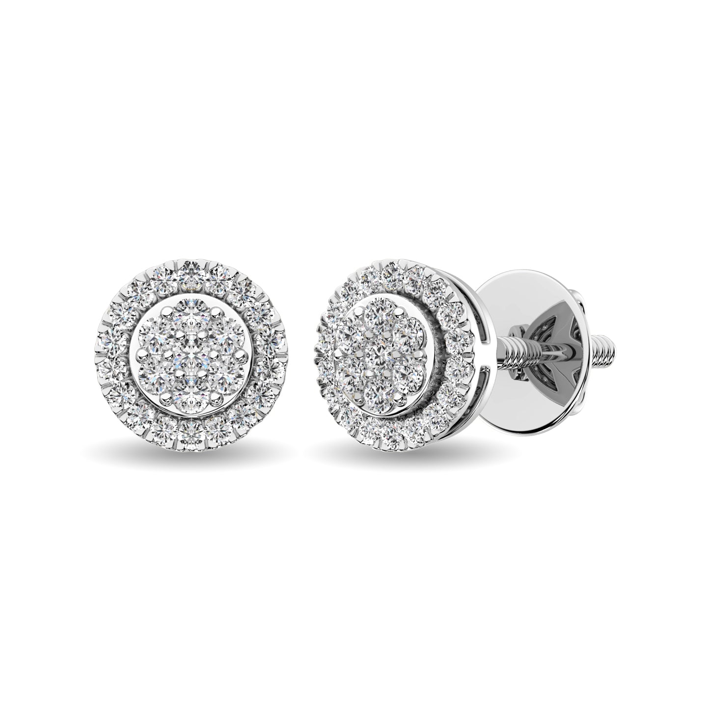 10K White Gold 1/4 Ct.Tw.Diamond Flower Stud Earrings