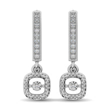 Sterling Silver 1/20 Ct.Tw. Moving Diamond Danglers Earrings