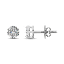 14K White Gold 1/4 Ct.Tw. Diamond Flower Studs Earrings