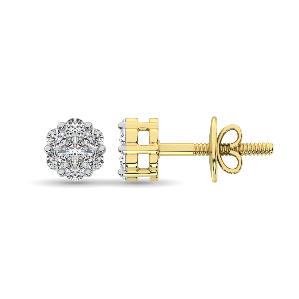 Diamond 1/4 Ct.Tw. Cluster Earrings in 14K Yellow Gold