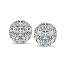 14K White Gold 3/4 Ct.Tw. Diamond Flower Stud Earrings