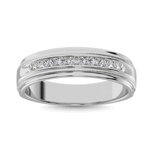 14K White Gold 1 Ct.Tw. Diamond Mens Machine Band