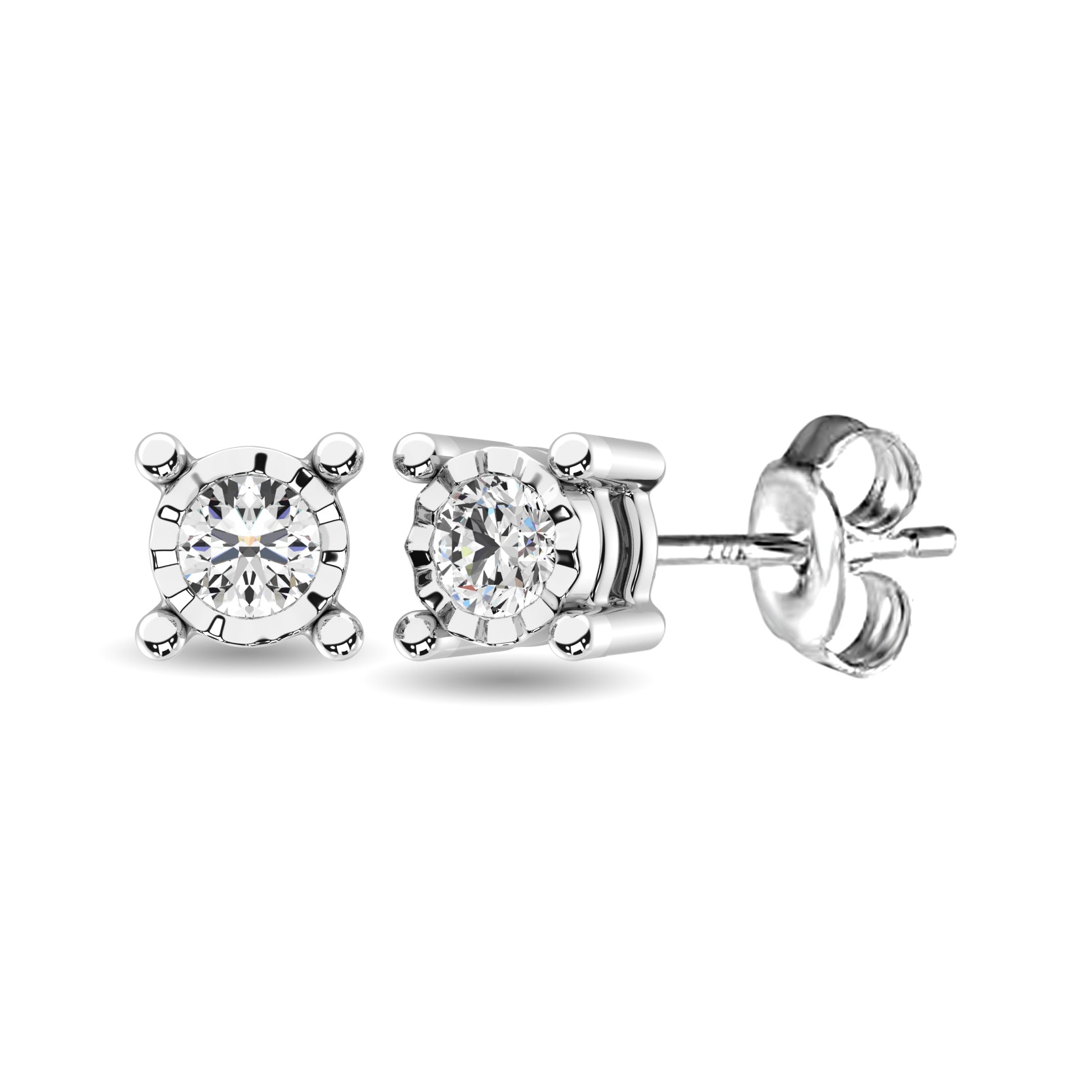 10K White Gold 1/10 Ct.Tw.Diamond Stud Earrings