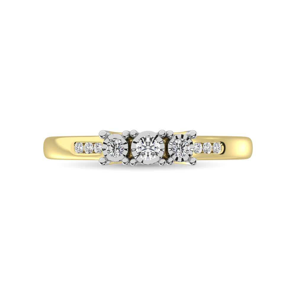 10K Yellow Gold 1/4 Ct.Tw Diamond Engagement Ring