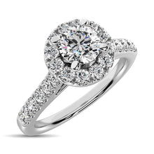 14K White Gold 1/2 Ct.Tw. Diamond Halo Engagement Ring