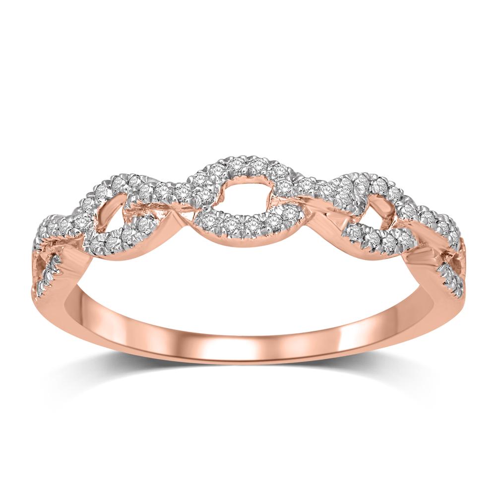 14K Rose Gold 1/6 Ct.Tw.Diamond Stackable Band