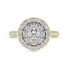 Diamond 1 Ct.Tw. Engagement Ring With Center Flower White Gold touch in 14K Yellow Gold