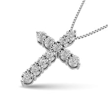 10K White Gold 1/20 Ct.Tw.Diamond Cross Pendant