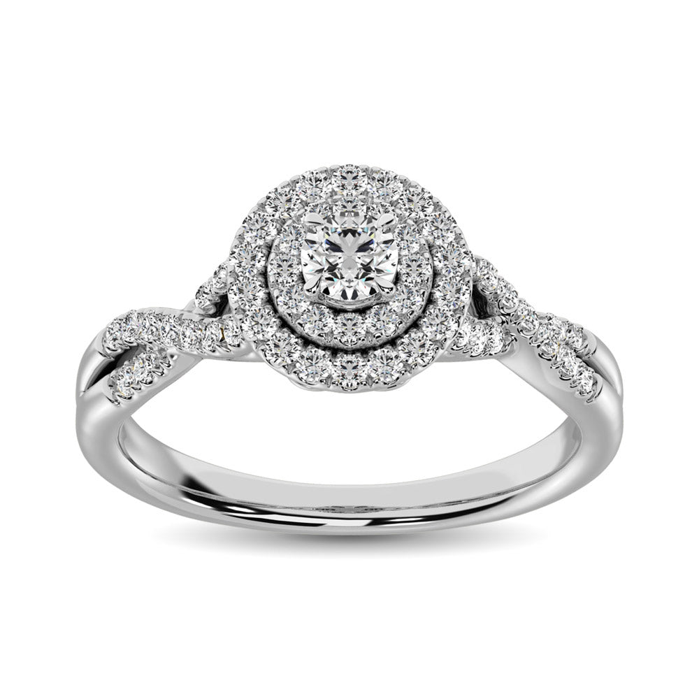14K White Gold 1/2 Ctw Diamond Split Shank Engagement Ring