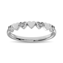 10k White Gold Diamond Accent Little Heart Stackable Band