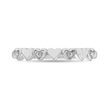 10k White Gold Diamond Accent Little Heart Stackable Band
