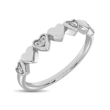 10k White Gold Diamond Accent Little Heart Stackable Band