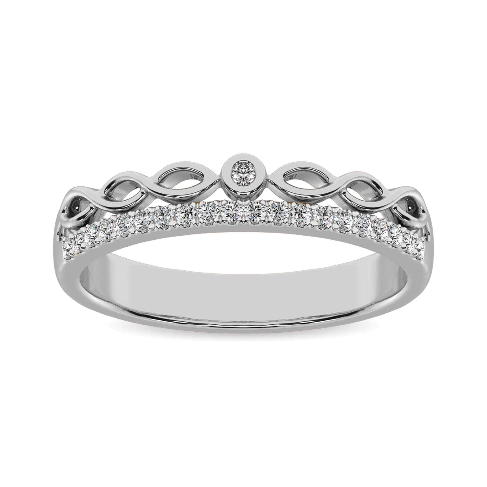 10k White Gold 1/10 Ct.Tw.Diamond Stackable Band