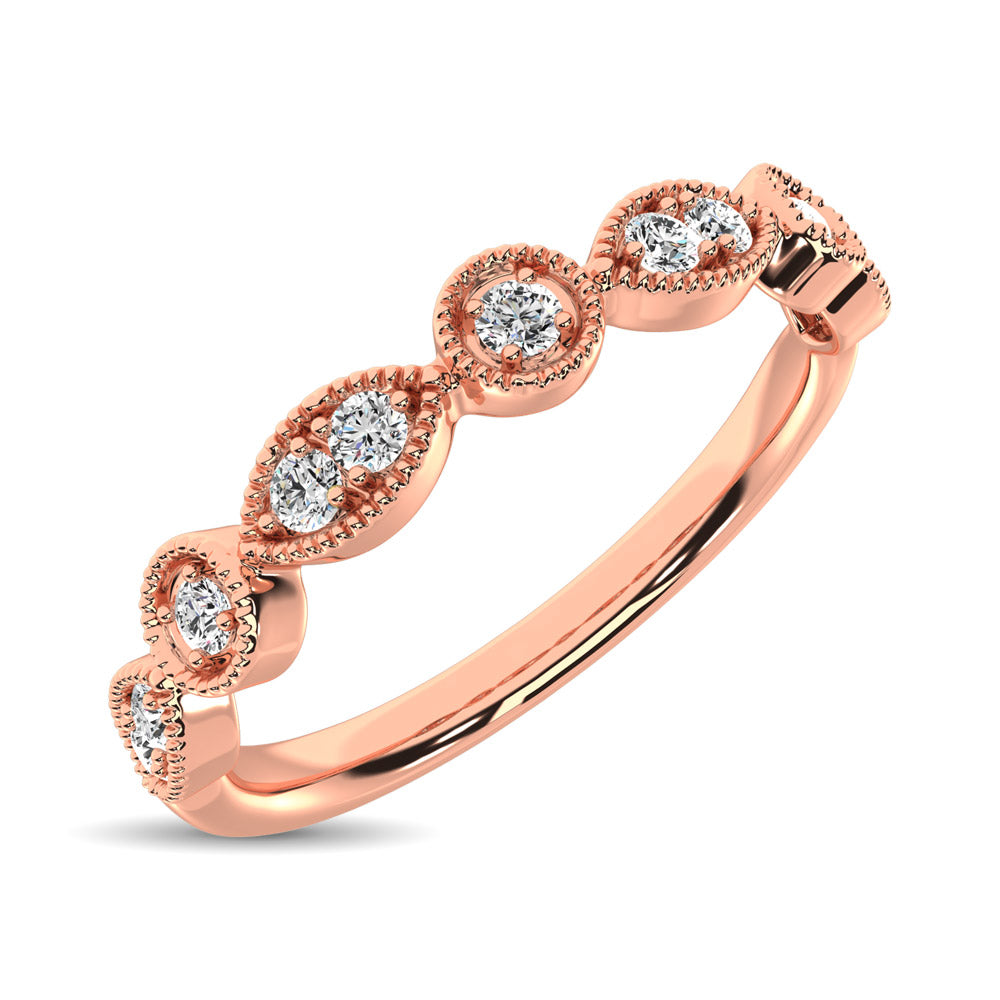 14K Rose Gold 1/8 Ct.Tw.Diamond Stackable Band