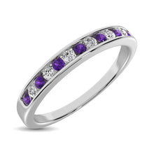 14K White Gold 1/6 Ctw Amethyst & Diamond Machine Band