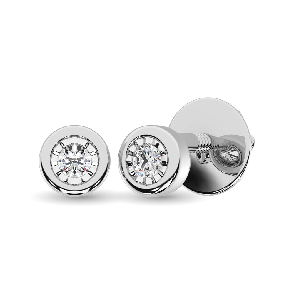 Diamond 1/20 Ct.Tw. Solitaire Stud Earrings in 10K White Gold