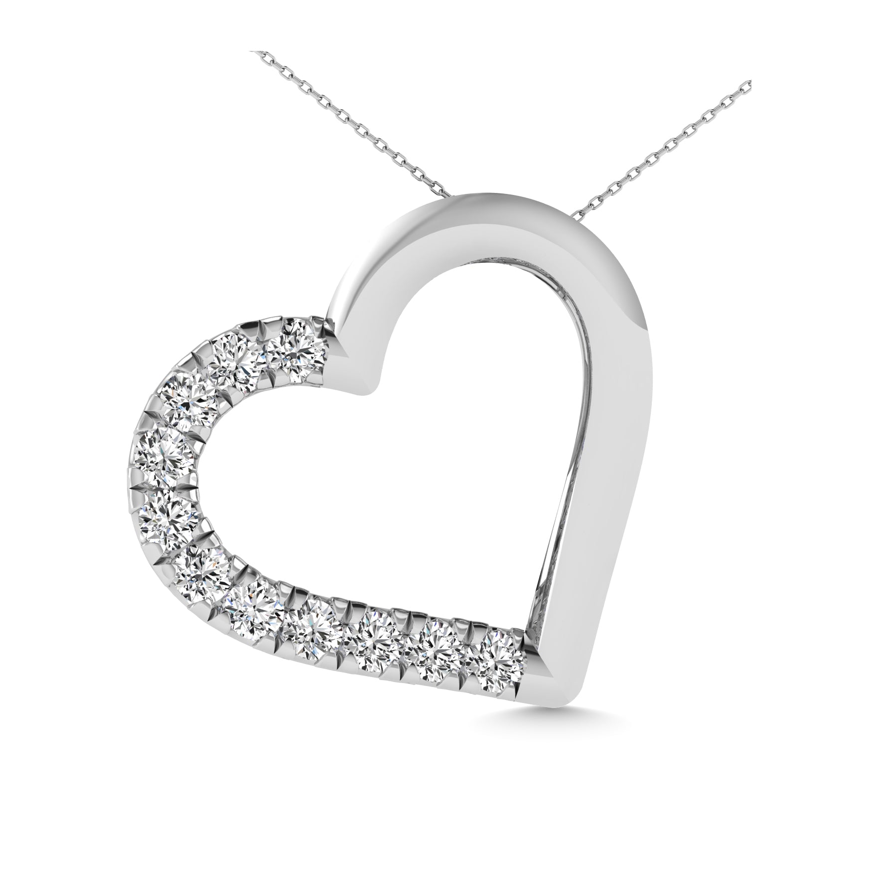 10K White Gold 1/10 Ctw Diamond Heart Pendant