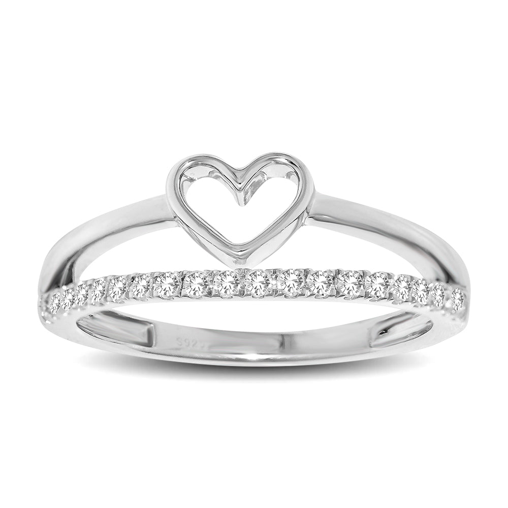 10K White Gold 1/5 Ctw Diamond Heart Ring