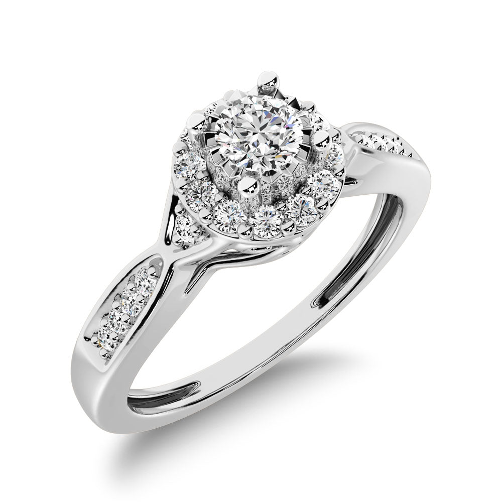 10K White Gold 1/5 Ct.Tw. Diamond Halo Engagement Ring