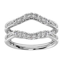 14K White Gold 1/2 Ct.Tw. Round and Baguette Diamond Guard Ring