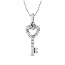 10K White Gold 1/10 Ctw Diamond Double Heart Pendant
