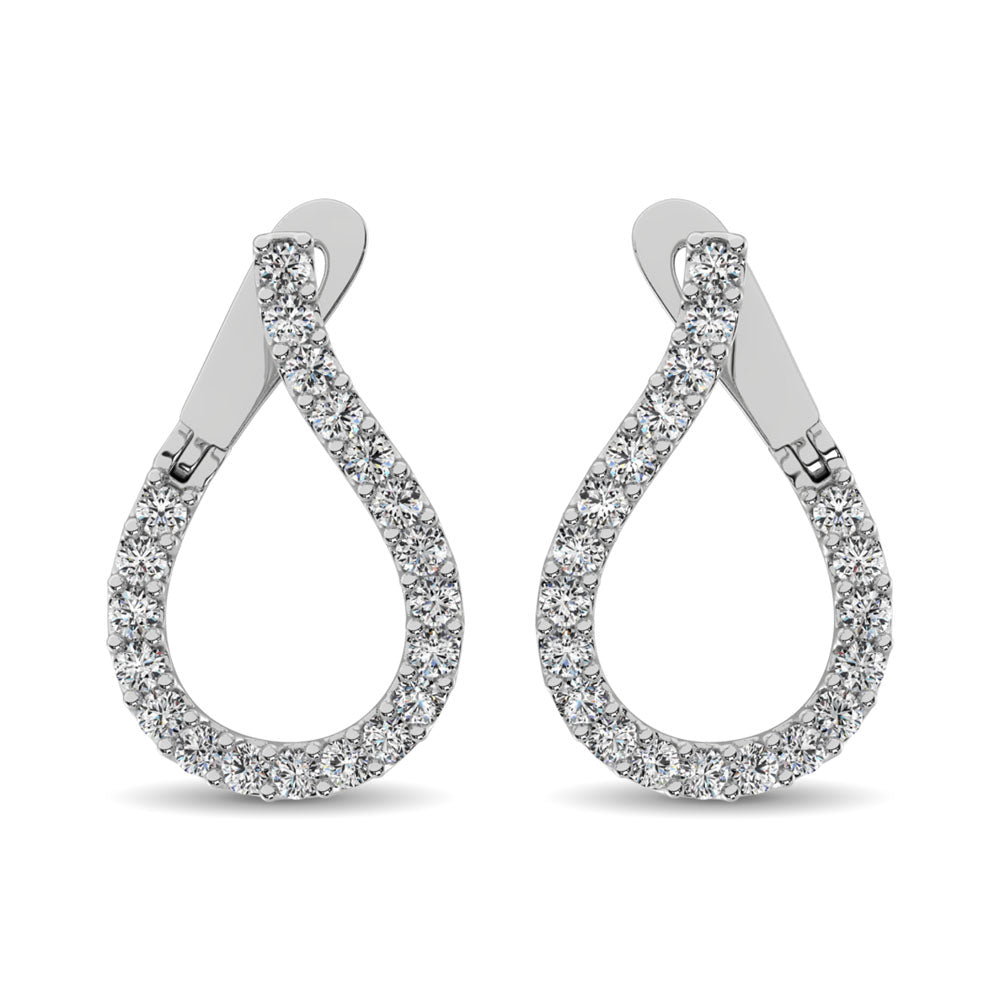 14K White Gold Diamond 4 Ct.Tw. Hoop Earrings