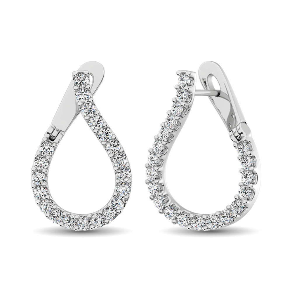 14K White Gold Diamond 4 Ct.Tw. Hoop Earrings