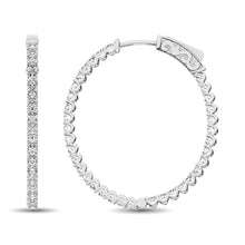 14K White Gold Diamond 1 1/2 Ct.Tw. In and Out Hoop Earrings