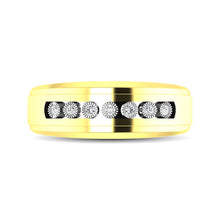 10K Yellow Gold 1/10 Ct.Tw. Diamond Illusion Mens Band