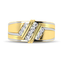 10K Yellow Gold 1/2 Ctw Round Cut Diamond Mens Wedding Band