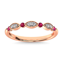Diamond 1/4 Ct.Tw. & Alternate Ruby Band in 14K Rose Gold
