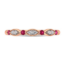 Diamond 1/4 Ct.Tw. & Alternate Ruby Band in 14K Rose Gold