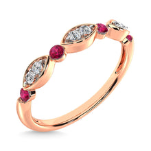 Diamond 1/4 Ct.Tw. & Alternate Ruby Band in 14K Rose Gold