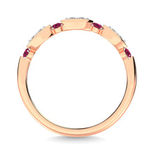 Diamond 1/4 Ct.Tw. & Alternate Ruby Band in 14K Rose Gold