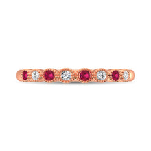 Diamond 1/6 Ct.Tw. And Alternate Ruby Stack Band in 10K Rose Gold ( 4 Diamond and 4 Ruby )