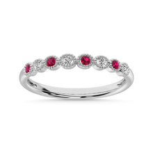 Ruby and Alternate Diamond 1/6 Ct.Tw. Stack Band in 14K White Gold