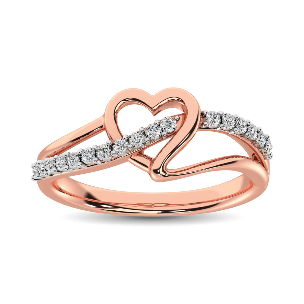 10K Rose Gold 1/20 Ct.Tw. Diamond Heart Ring