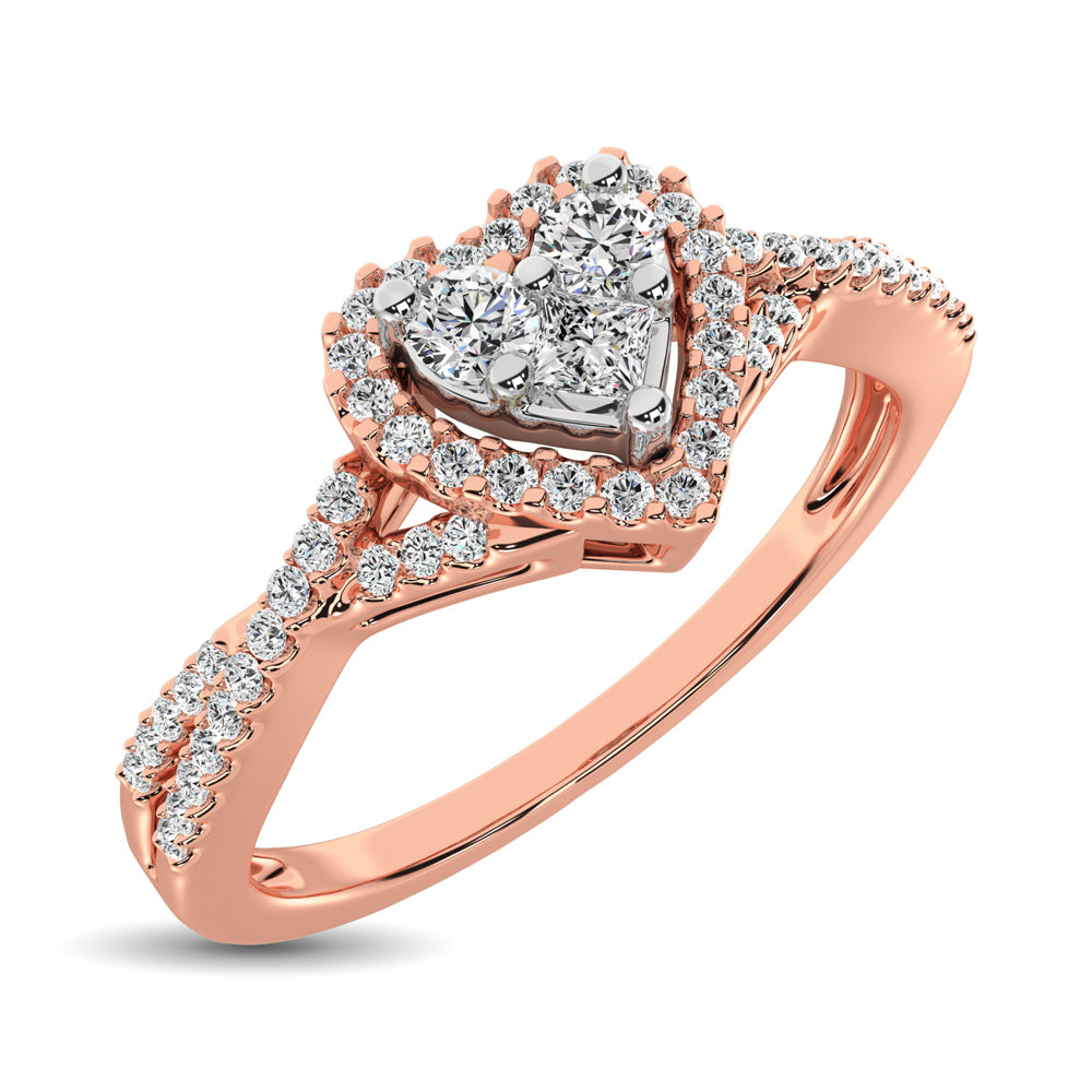 10K Rose Gold 1/4 Ct.Tw. Diamond Heart Ring