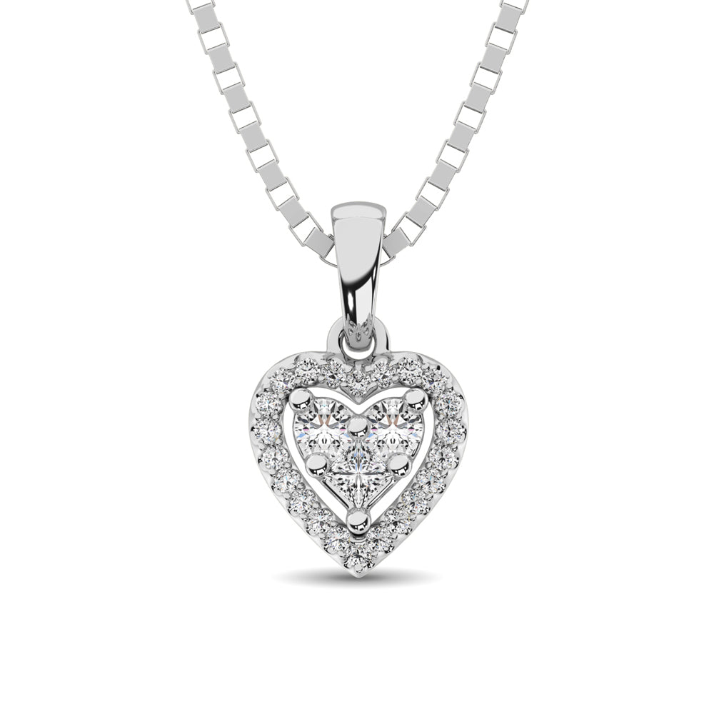 10K White Gold 1/6 Ct.Tw. Diamond Heart Pendant