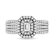 14K White Gold 1 Ct.Tw. Emerald Cut Diamond Engagement Ring