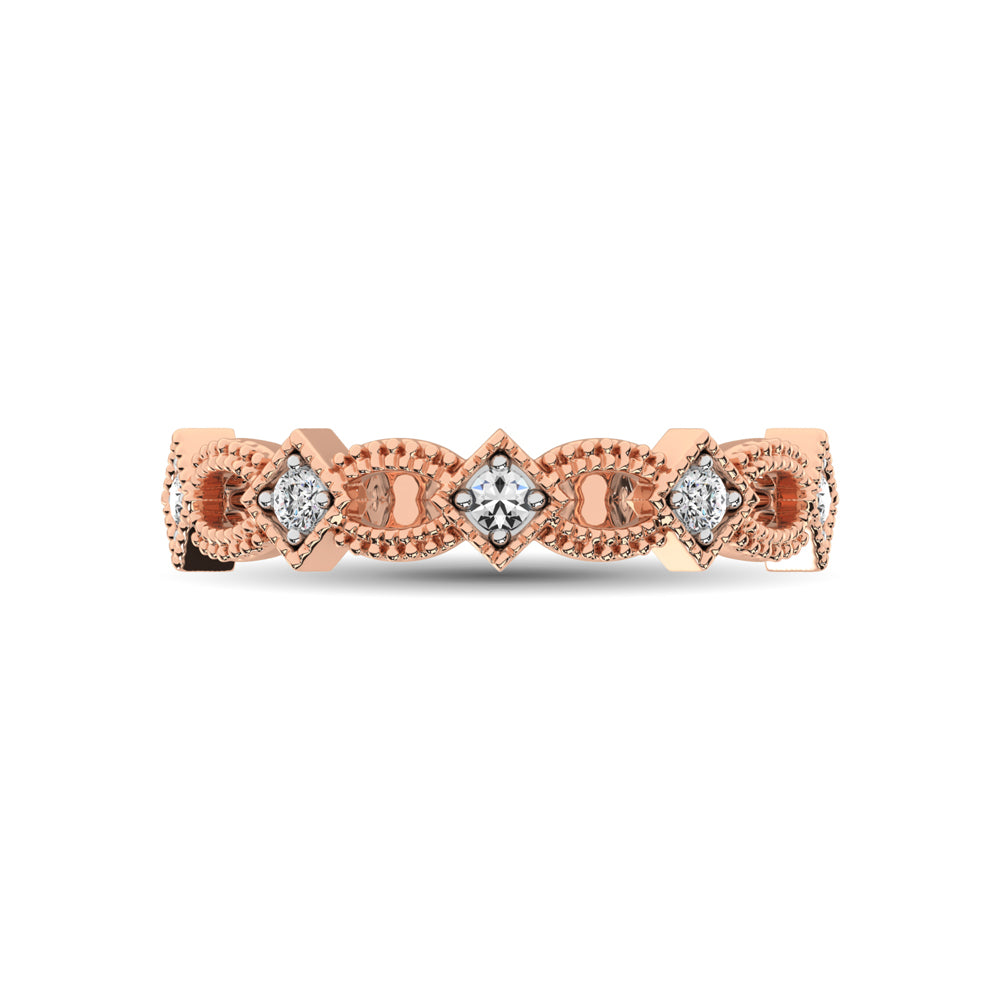 14K Rose Gold 1/6 Ctw Diamond Stackable Band