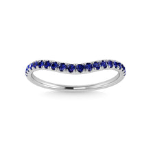 14K White Gold Blue Sapphire 1/5 Ct.Tw. Curve Band
