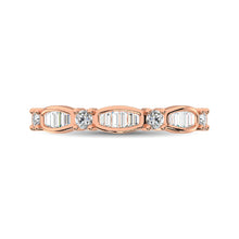14K Rose Gold 1/4 Ctw Round and Tapper Diamond Band Ring
