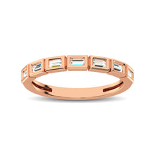 14K Rose Gold 1/4 Ct.Tw. Diamond Straight Buggete Stackable Band
