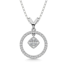 10K White Gold 1/4 Ct.Tw. Diamond Circle Dangler Pendant