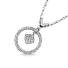 10K White Gold 1/4 Ct.Tw. Diamond Circle Dangler Pendant