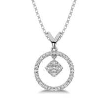 10K White Gold 1/4 Ct.Tw. Diamond Circle Dangler Pendant